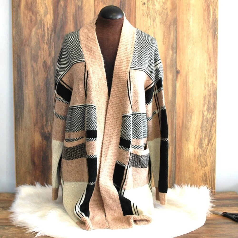 Doe & Rae Women's Open Cardigan Sweater Multi Color Large